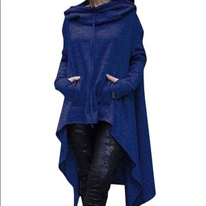 Women’s Hoodie Jacket with High-Low Hemline. Sz M